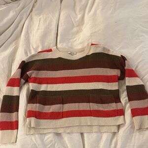 Madewell Red and Brown Striped Sweater